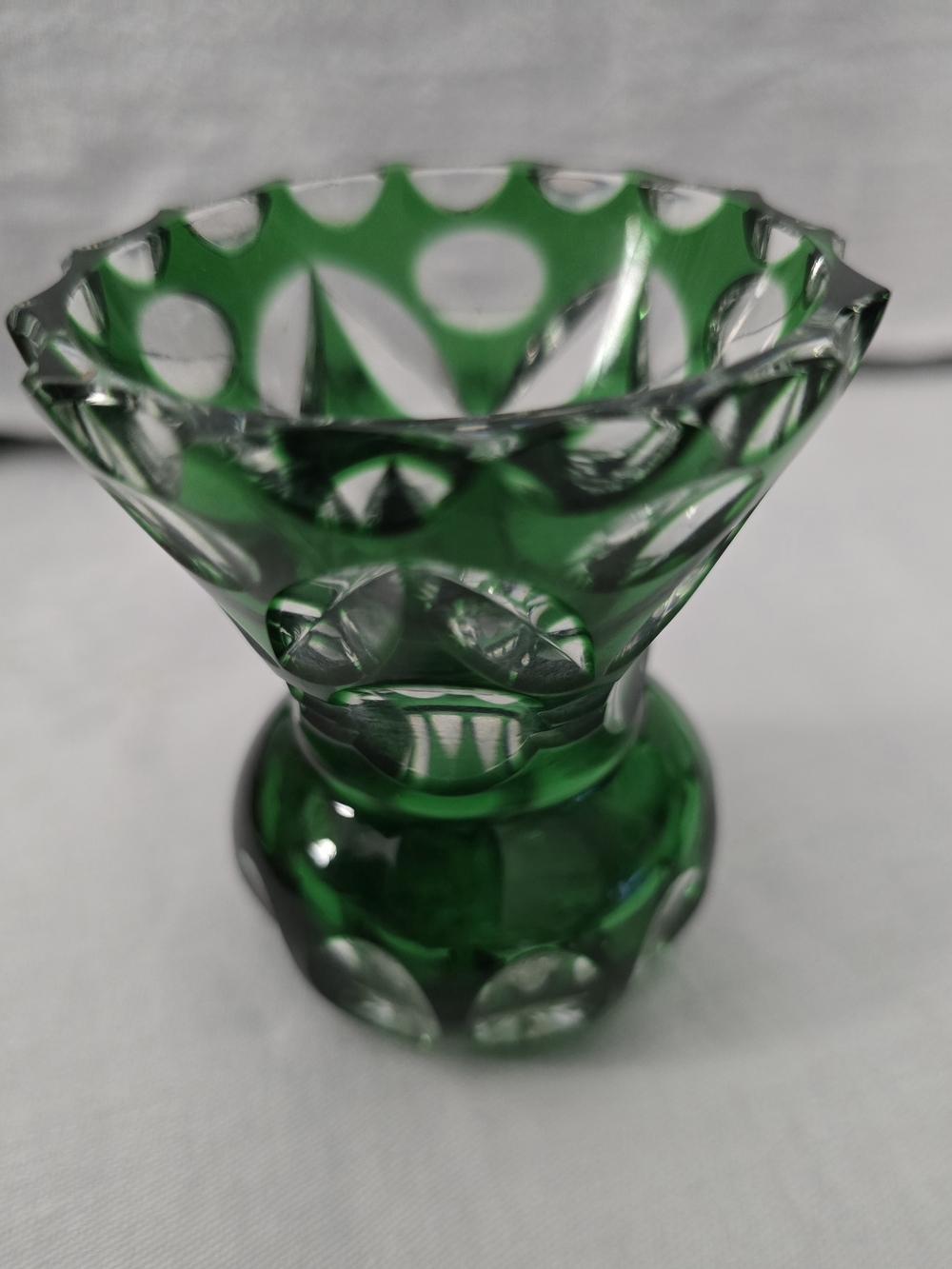 Vintage Nachtmann Bamberg Emerald Green & Clear Crystal Bud Vase German